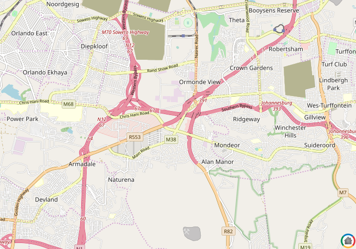 Map location of Southgate - JHB